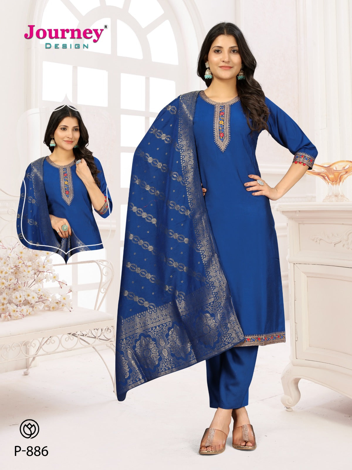P 886-887 Journey Design Modal Readymade Pant Style Suits Wholesale Price