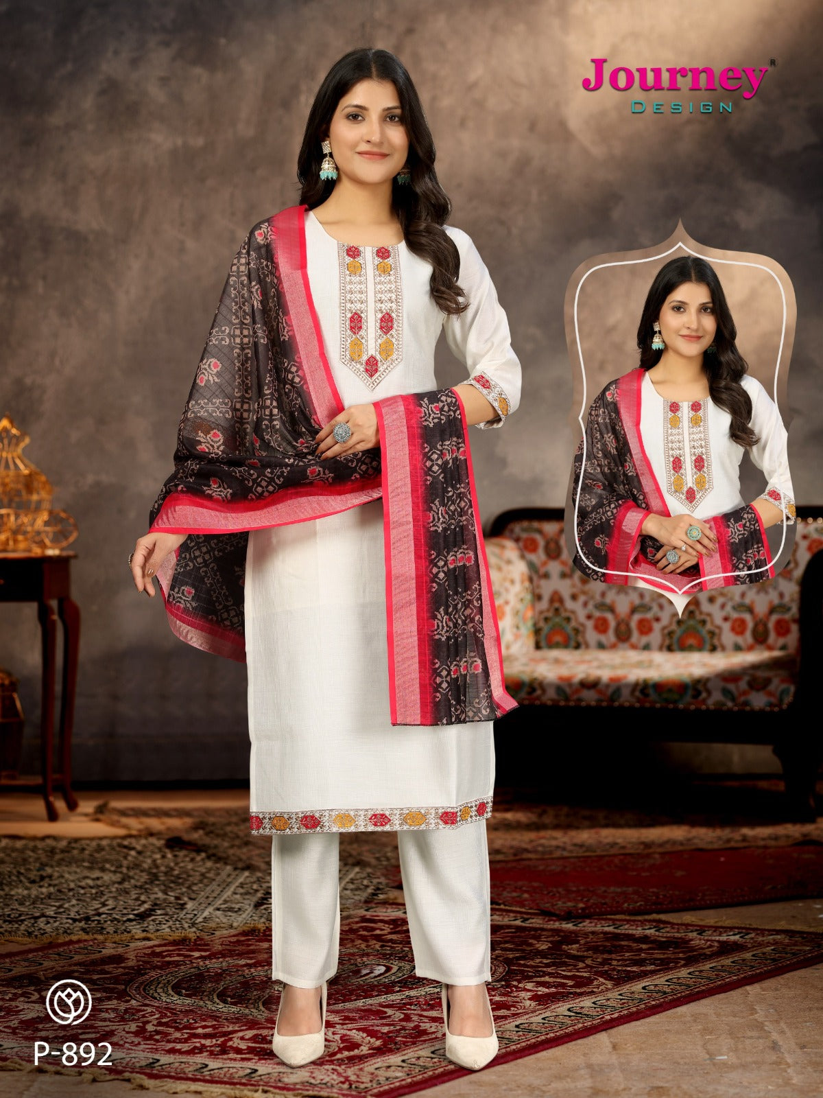 P 892-893 Journey Design Viscose Readymade Pant Style Suits Wholesaler