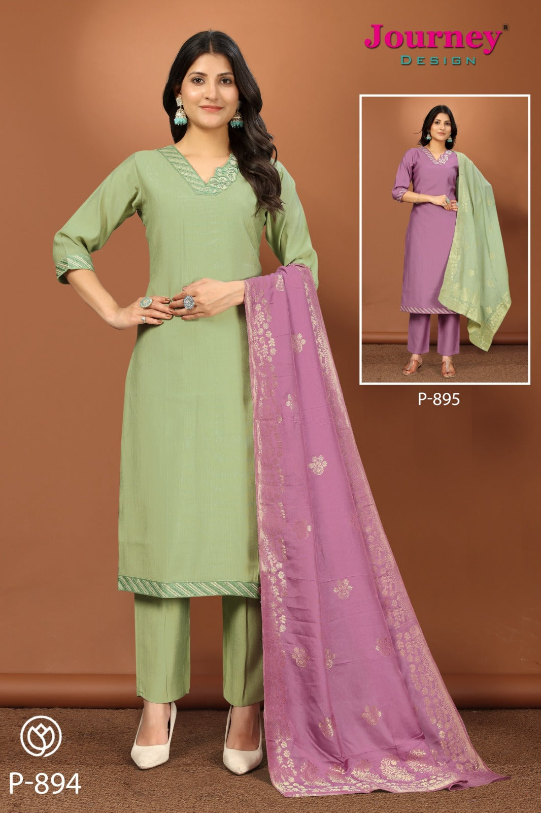 P 894-895 Journey Design Viscose Readymade Pant Style Suits Manufacturer Ahmedabad