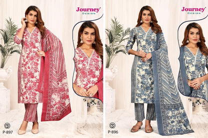 P 896-897 Journey Design Cambric Readymade Pant Style Suits Wholesaler Ahmedabad
