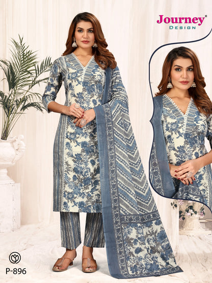 P 896-897 Journey Design Cambric Readymade Pant Style Suits Wholesaler Ahmedabad