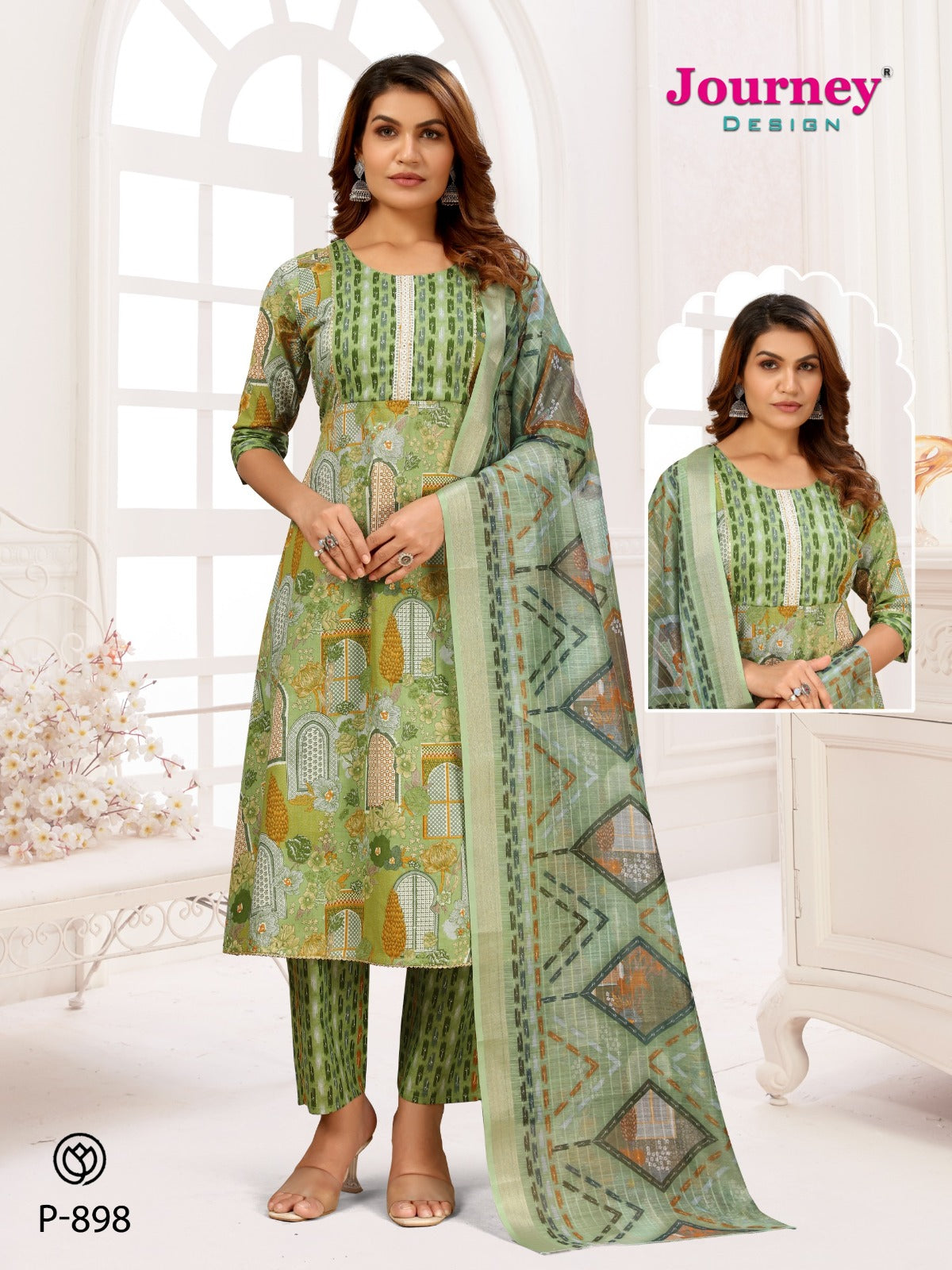 P 898-899 Journey Design Cambric Readymade Pant Style Suits Wholesale Price