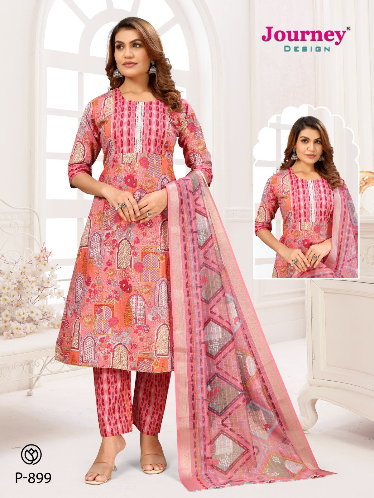 P 898-899 Journey Design Cambric Readymade Pant Style Suits Wholesale Price