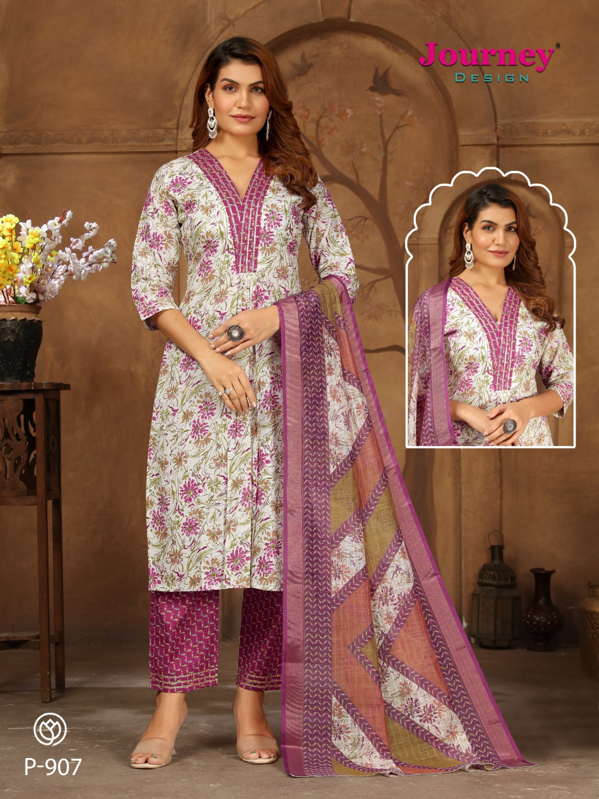 P 906-907 Journey Design Cambric Readymade Pant Style Suits Supplier