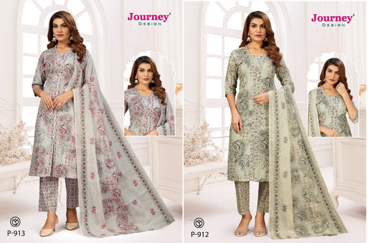 P 912-913 Journey Design Mal Cotton Readymade Pant Style Suits Exporter Gujarat