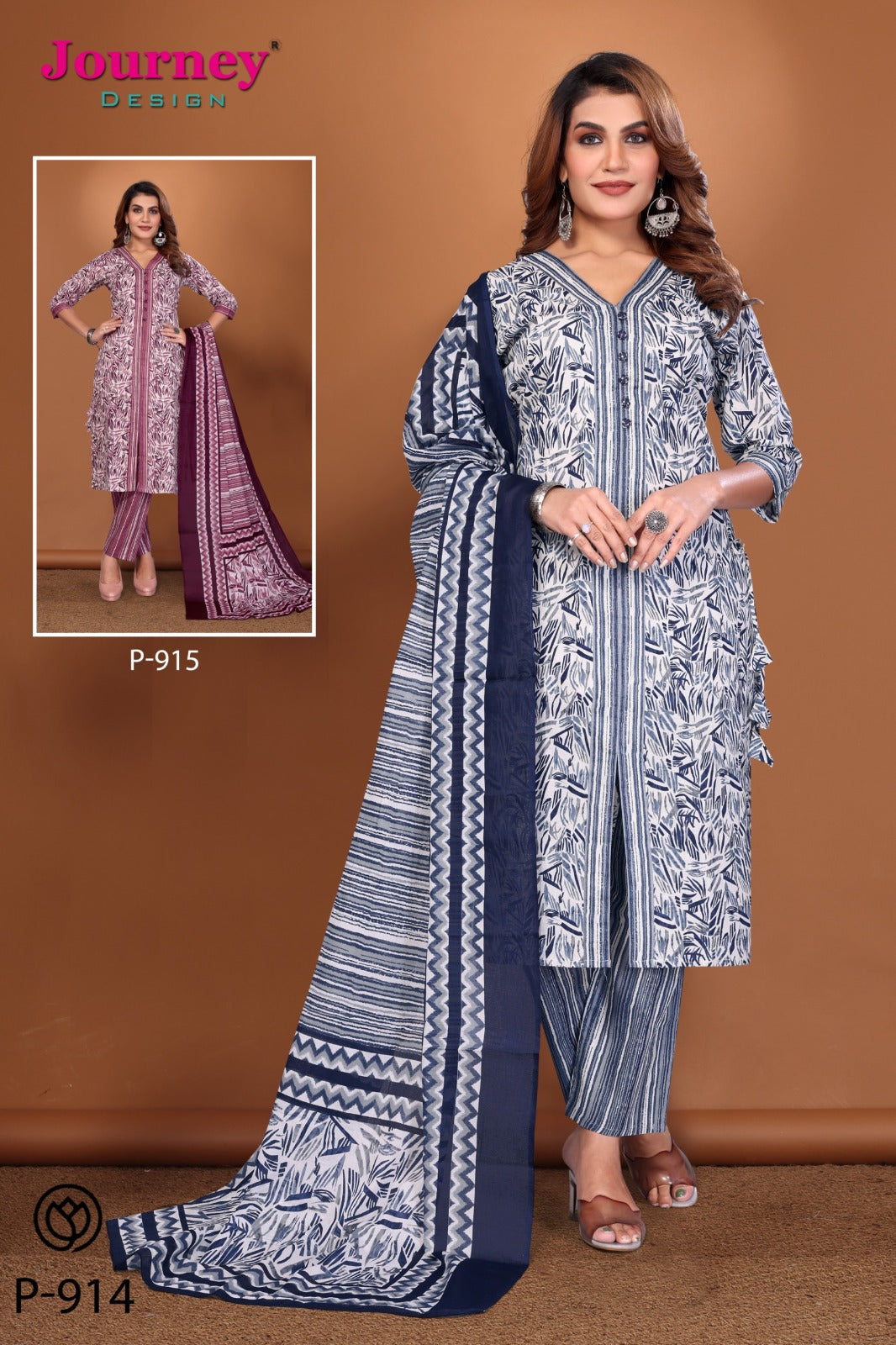 P 914-915 Journey Design Cambric Readymade Pant Style Suits Supplier