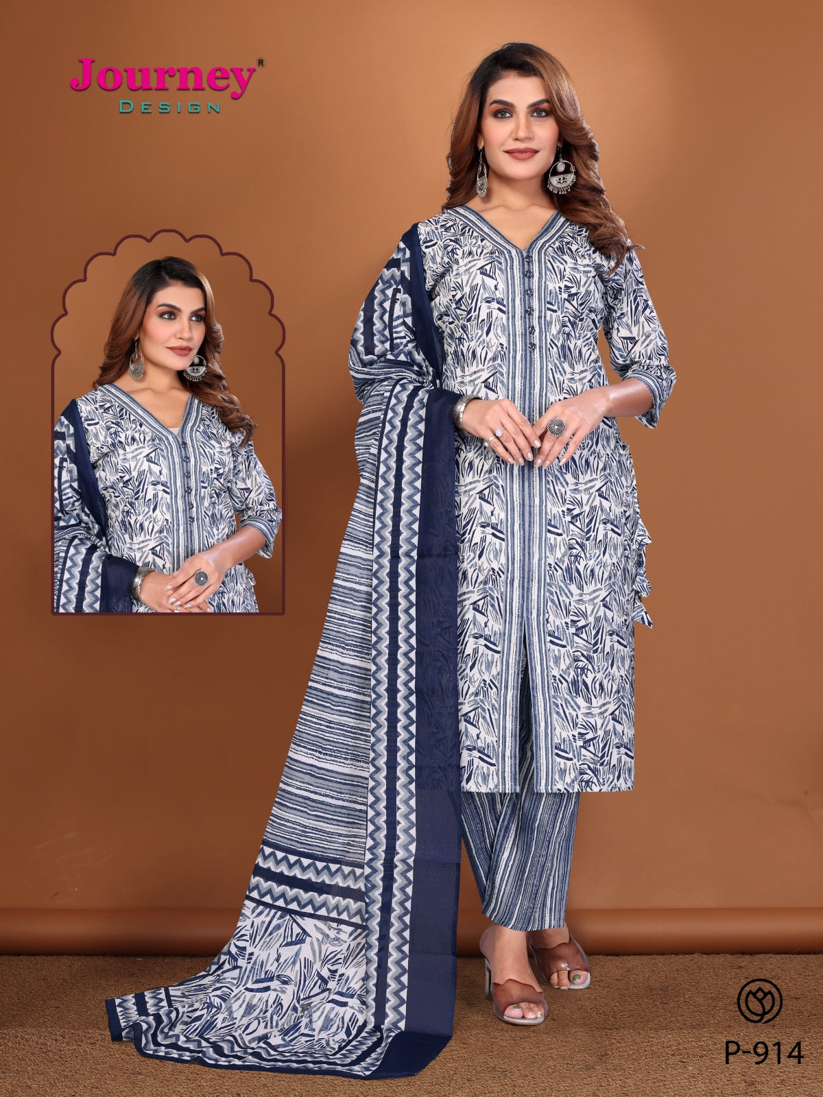P 914-915 Journey Design Cambric Readymade Pant Style Suits Supplier