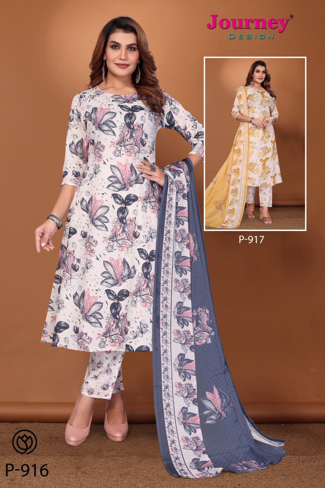P 916-917 Journey Design Tora Readymade Pant Style Suits Manufacturer India