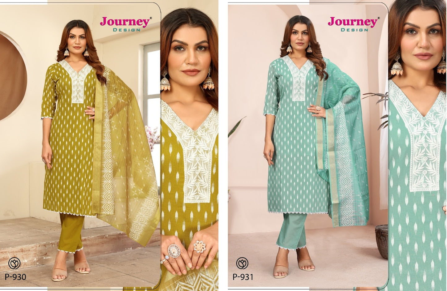 P 930-931 Journey Design Readymade Pant Style Suits Wholesale