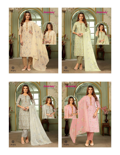 P 971-974 Journey Design Readymade Pant Style Suits Manufacturer India