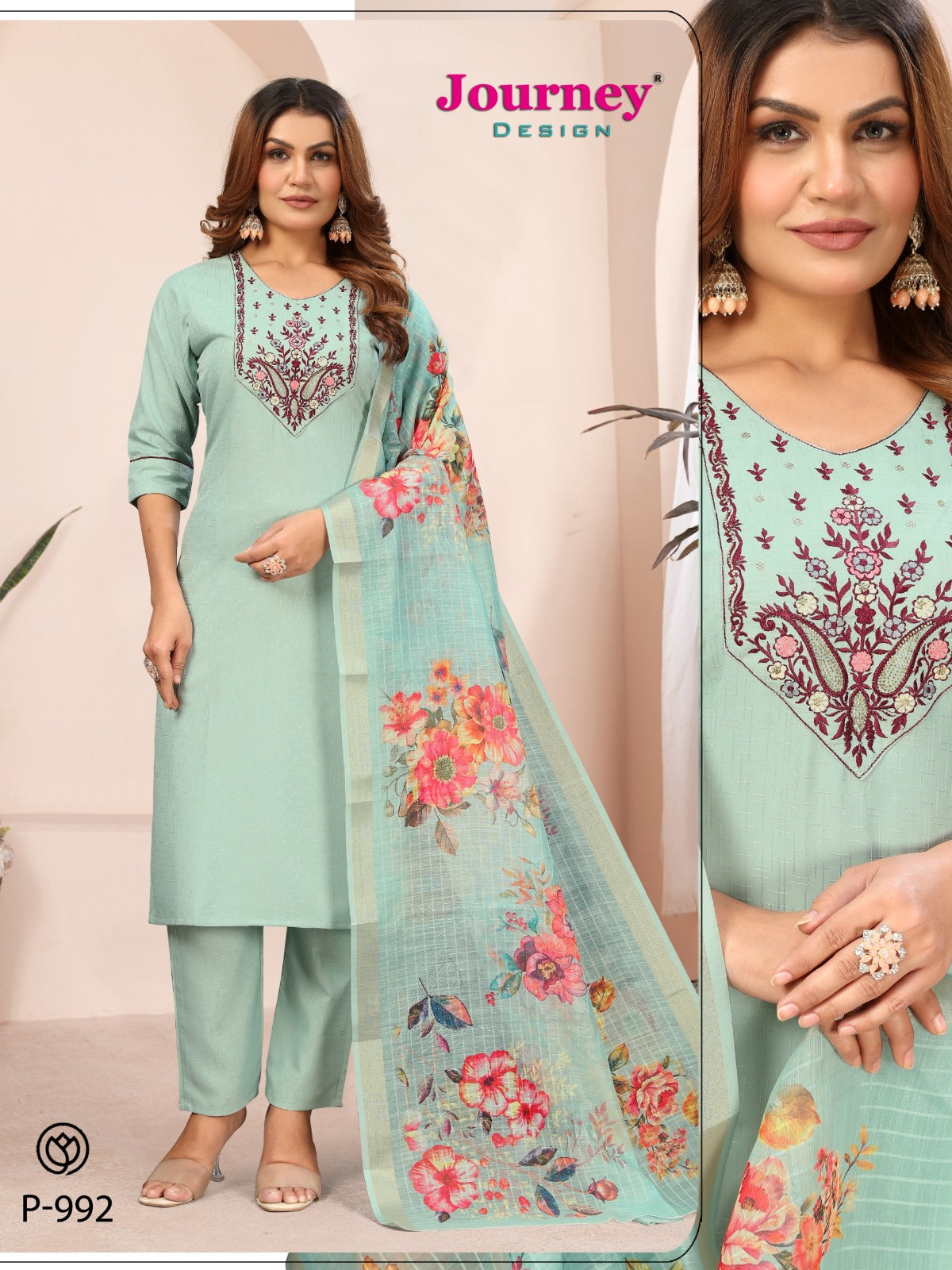 P 991-992 Journey Design Dobby Readymade Pant Style Suits Wholesale Price