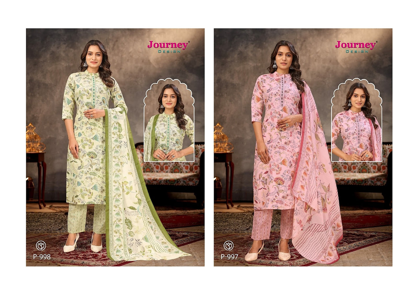 P 997-998 Journey Design Tora Readymade Pant Style Suits Supplier Gujarat