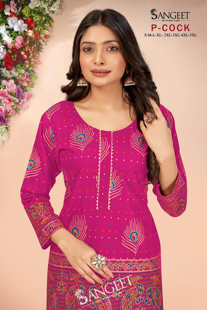 P Cock Sangeet Rayon Short Kurtis Wholesaler