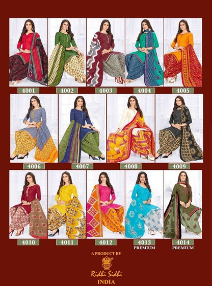 Paaro Vol 4 Ridhi Sidhi Readymade Cotton Patiyala Suits Manufacturer India