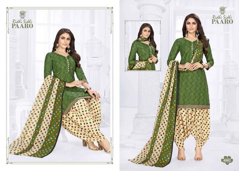 Paaro Vol 4 Ridhi Sidhi Readymade Cotton Patiyala Suits Manufacturer India