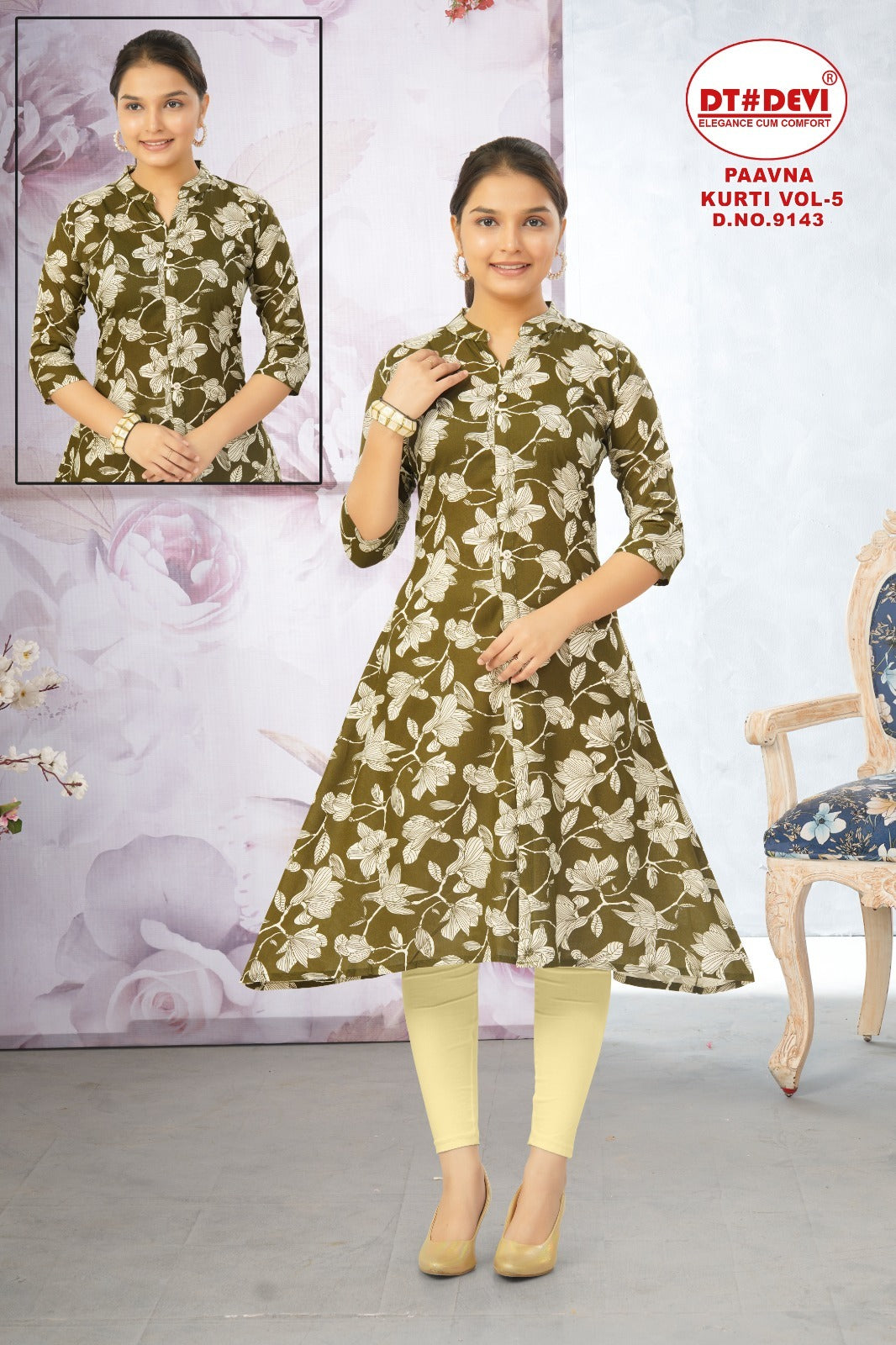 Paavna Vol 5 Dn 9143 Dt Devi Rayon Girls Anarkali Kurti Wholesaler India