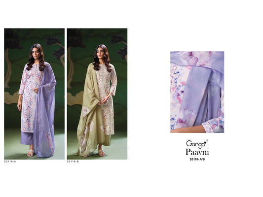Paavni 3118 Ganga Premium Cotton Plazzo Style Suits Wholesaler