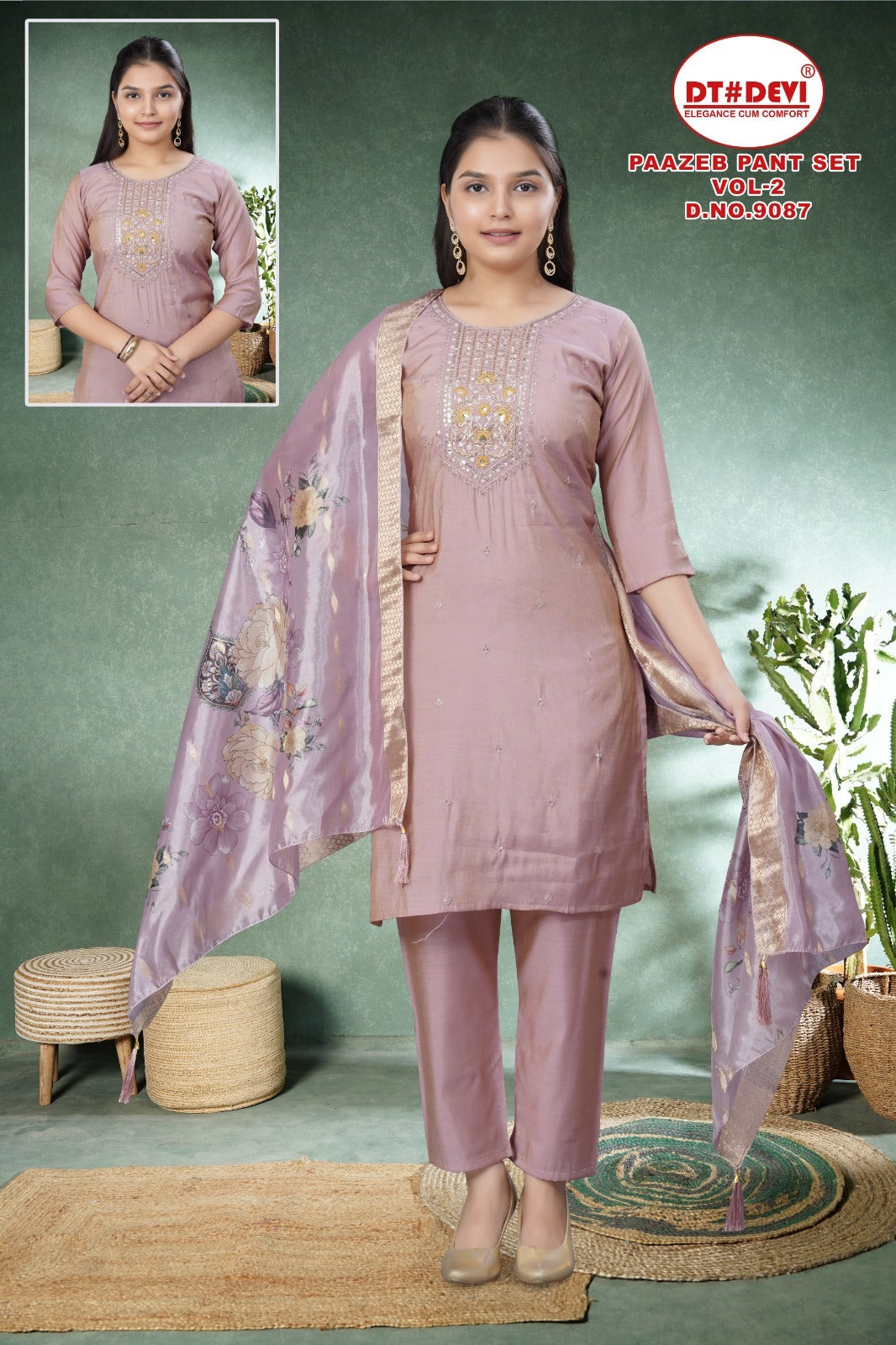 Paazeb Vol 2 Dn 9087 Dt Devi Roman Simmer Girls Readymade Pant Suits Supplier Gujarat