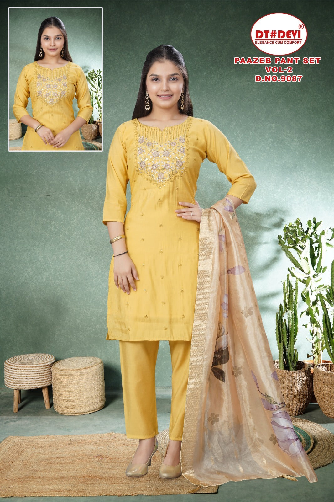 Paazeb Vol 2 Dn 9087 Dt Devi Roman Simmer Girls Readymade Pant Suits Supplier Gujarat