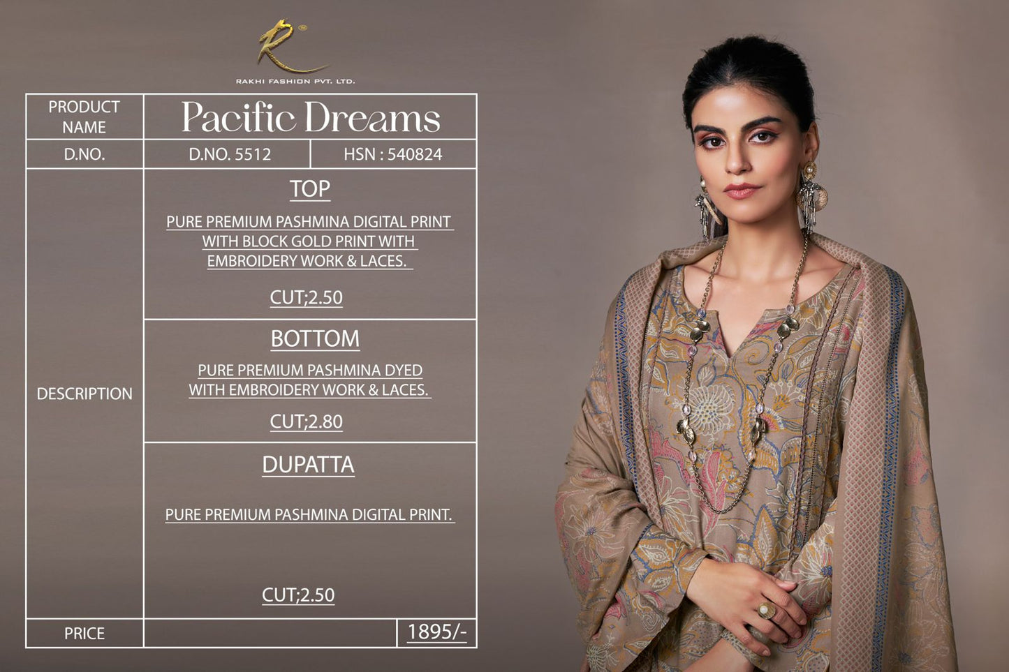 Pacific Dreams Rakhi Fashion Pashmina Suits Wholesale