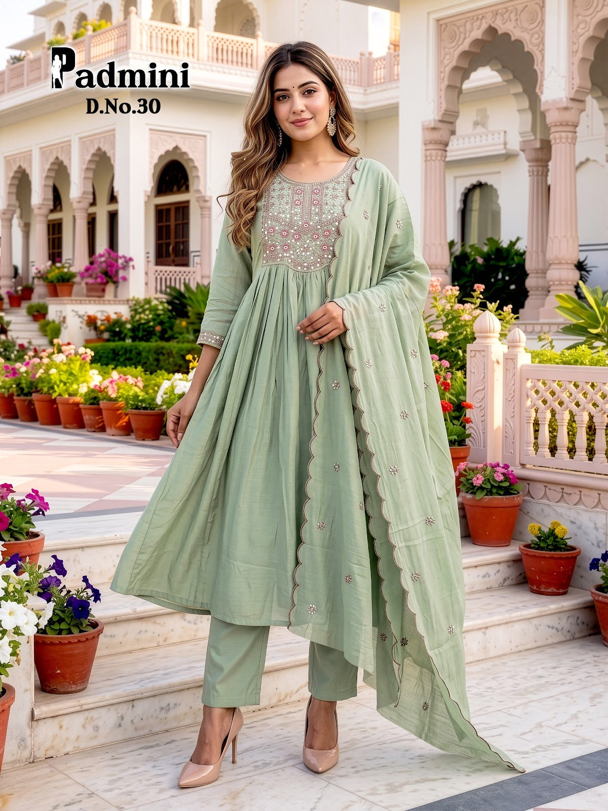 Padmini Prmnt Chanderi Readymade Anarkali Suits Supplier