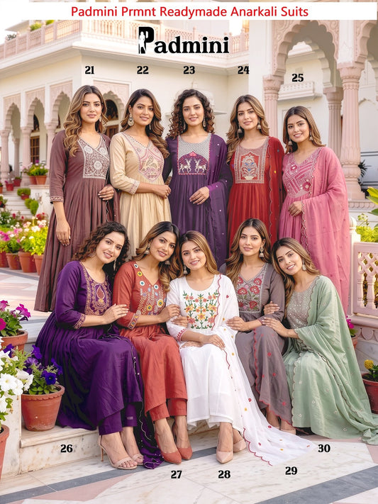 Padmini Prmnt Chanderi Readymade Anarkali Suits Supplier