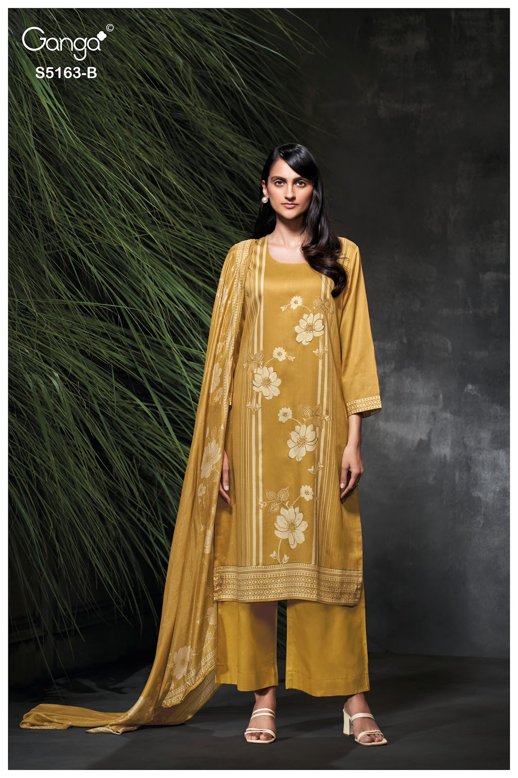 Paesyn S5163 Ganga Cotton Satin Plazzo Style Suits Supplier Ahmedabad
