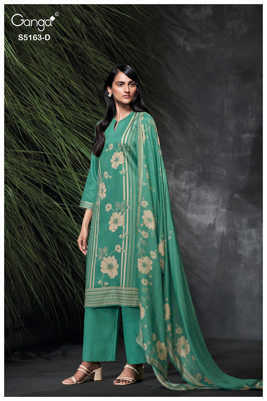 Paesyn S5163 Ganga Cotton Satin Plazzo Style Suits Supplier Ahmedabad