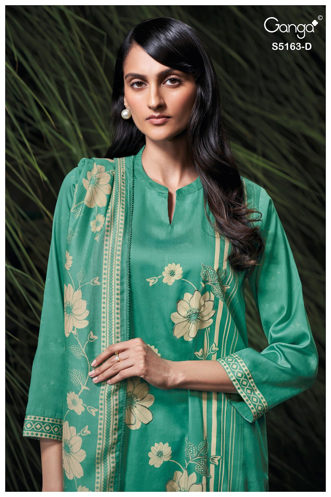 Paesyn S5163 Ganga Cotton Satin Plazzo Style Suits Supplier Ahmedabad