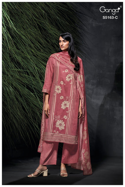 Paesyn S5163 Ganga Cotton Satin Plazzo Style Suits Supplier Ahmedabad