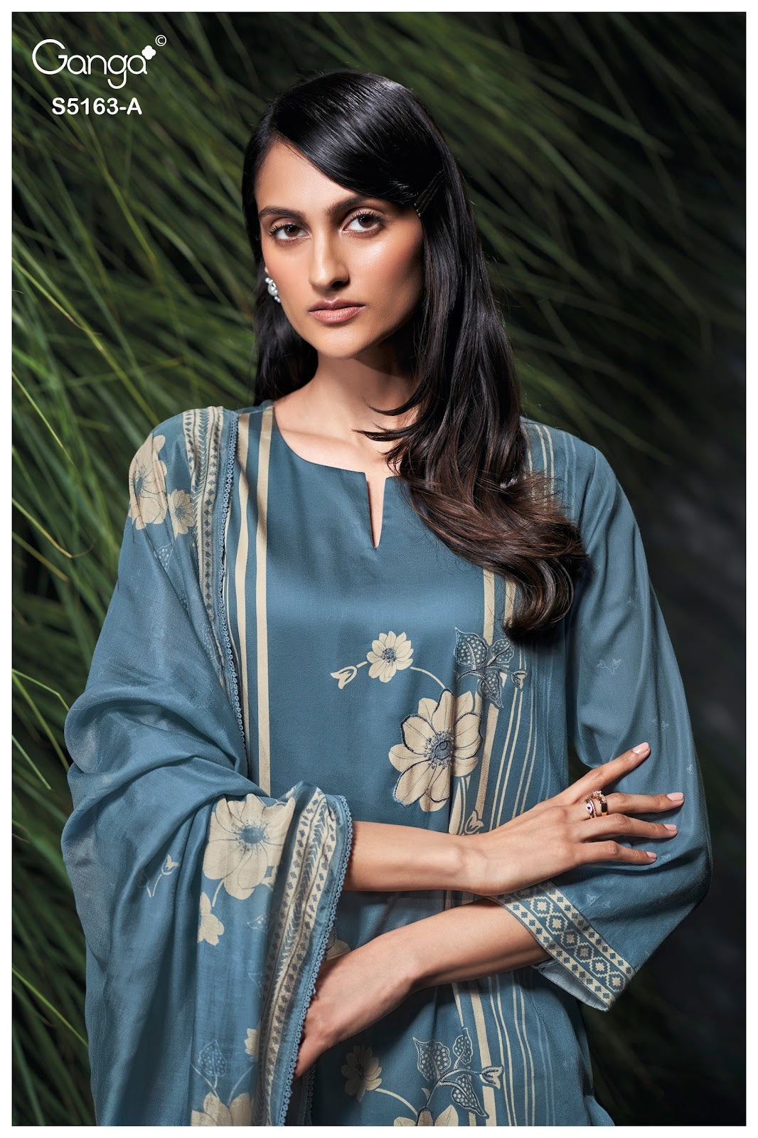 Paesyn S5163 Ganga Cotton Satin Plazzo Style Suits Supplier Ahmedabad