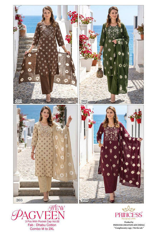 Pagveen Vol 2 Princess Creation Dhabu Readymade Cotton Pant Suits Exporter Ahmedabad