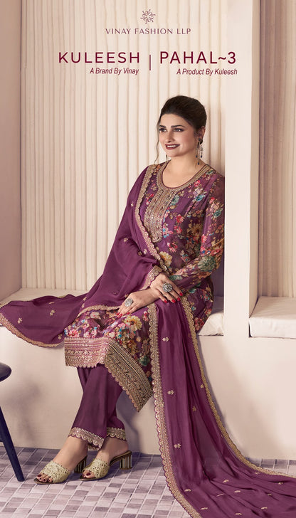 Pahal 3 Kuleesh Vinay Fashion Llp Chinon Pant Style Suits Supplier India