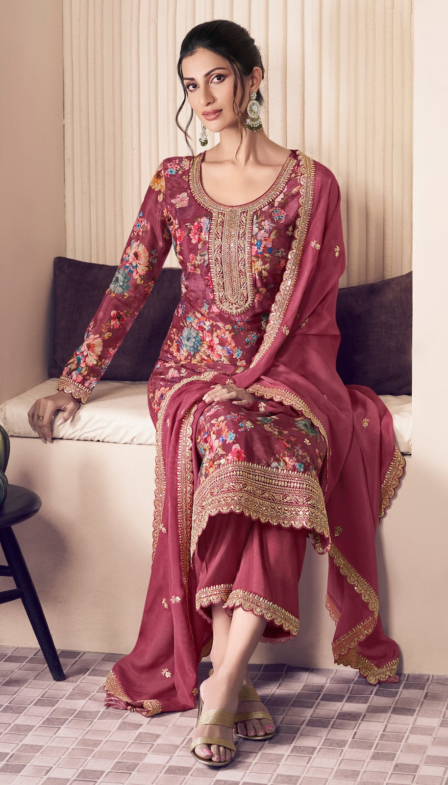 Pahal 3 Kuleesh Vinay Fashion Llp Chinon Pant Style Suits Supplier India