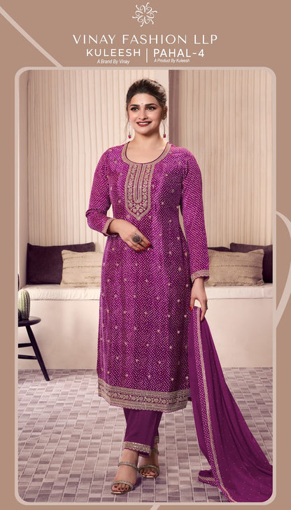 Pahal 4 Kuleesh Vinay Fashion Llp Chinon Pant Style Suits Exporter Ahmedabad