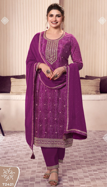 Pahal 4 Kuleesh Vinay Fashion Llp Chinon Pant Style Suits Exporter Ahmedabad