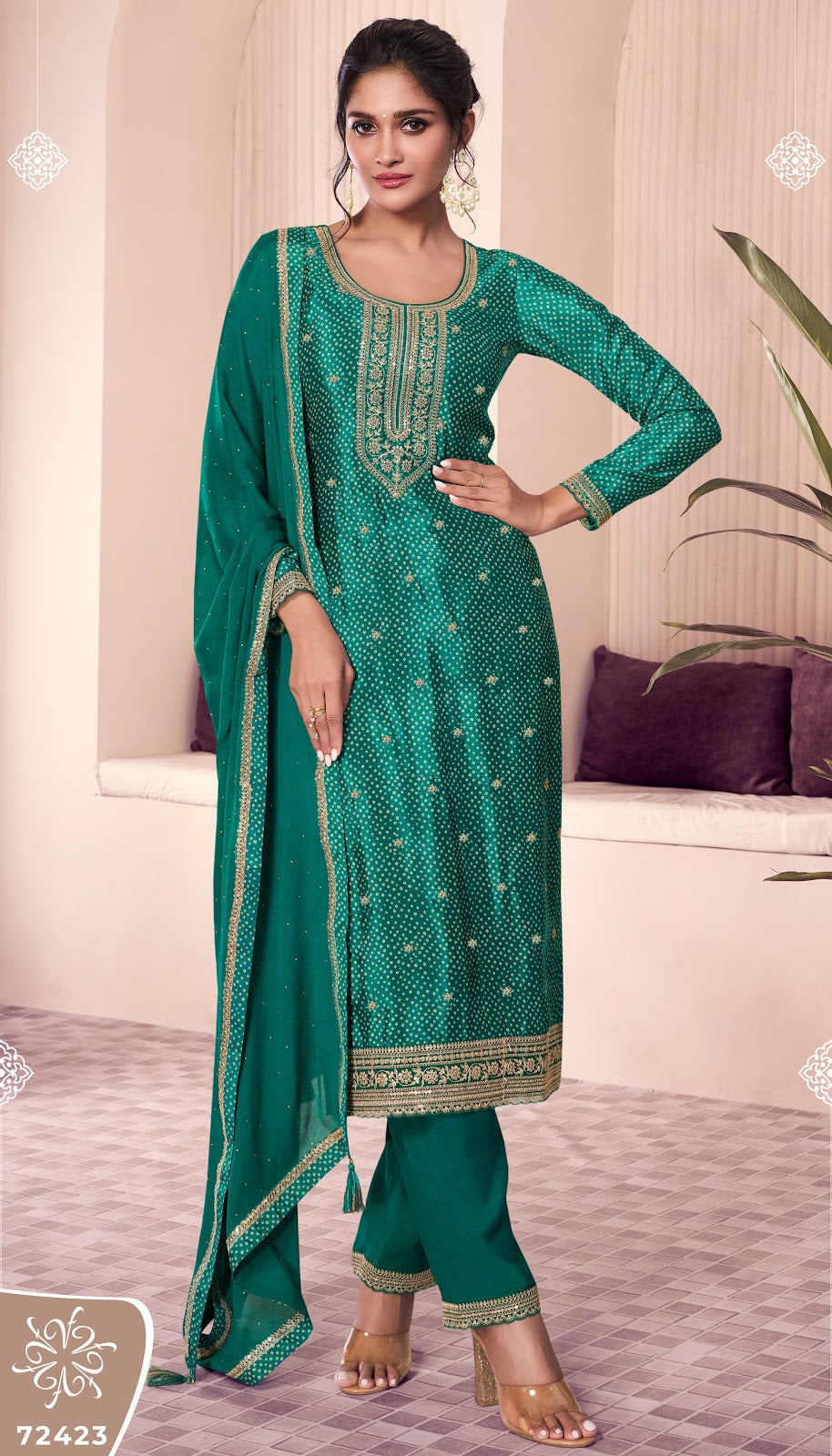 Pahal 4 Kuleesh Vinay Fashion Llp Chinon Pant Style Suits Exporter Ahmedabad