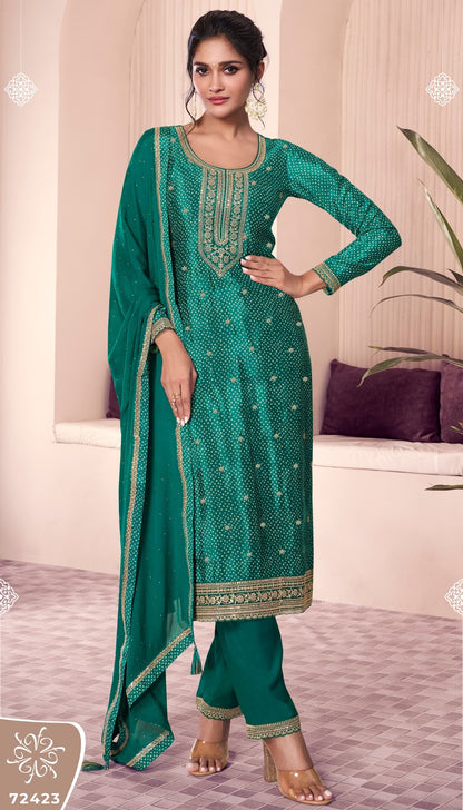 Pahal 4 Kuleesh Vinay Fashion Llp Chinon Pant Style Suits Exporter Ahmedabad