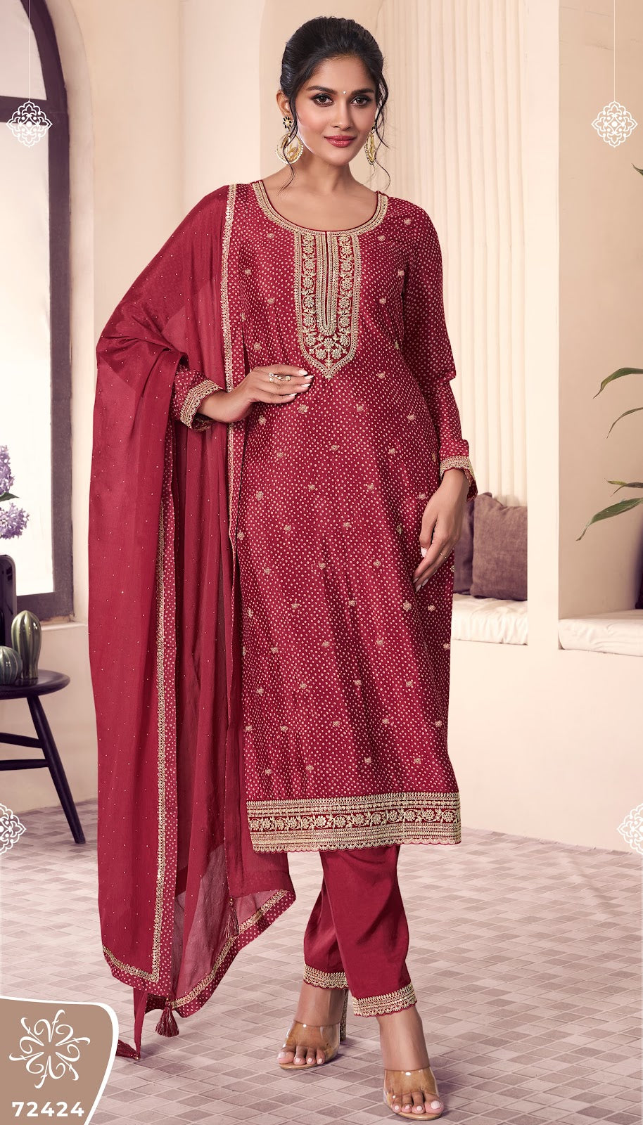 Pahal 4 Kuleesh Vinay Fashion Llp Chinon Pant Style Suits Exporter Ahmedabad