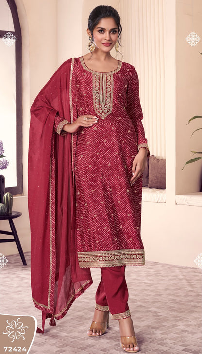Pahal 4 Kuleesh Vinay Fashion Llp Chinon Pant Style Suits Exporter Ahmedabad