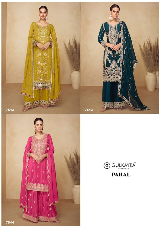 Pahal Gulkayra Designer Chinon Readymade Plazzo Style Suits Manufacturer India