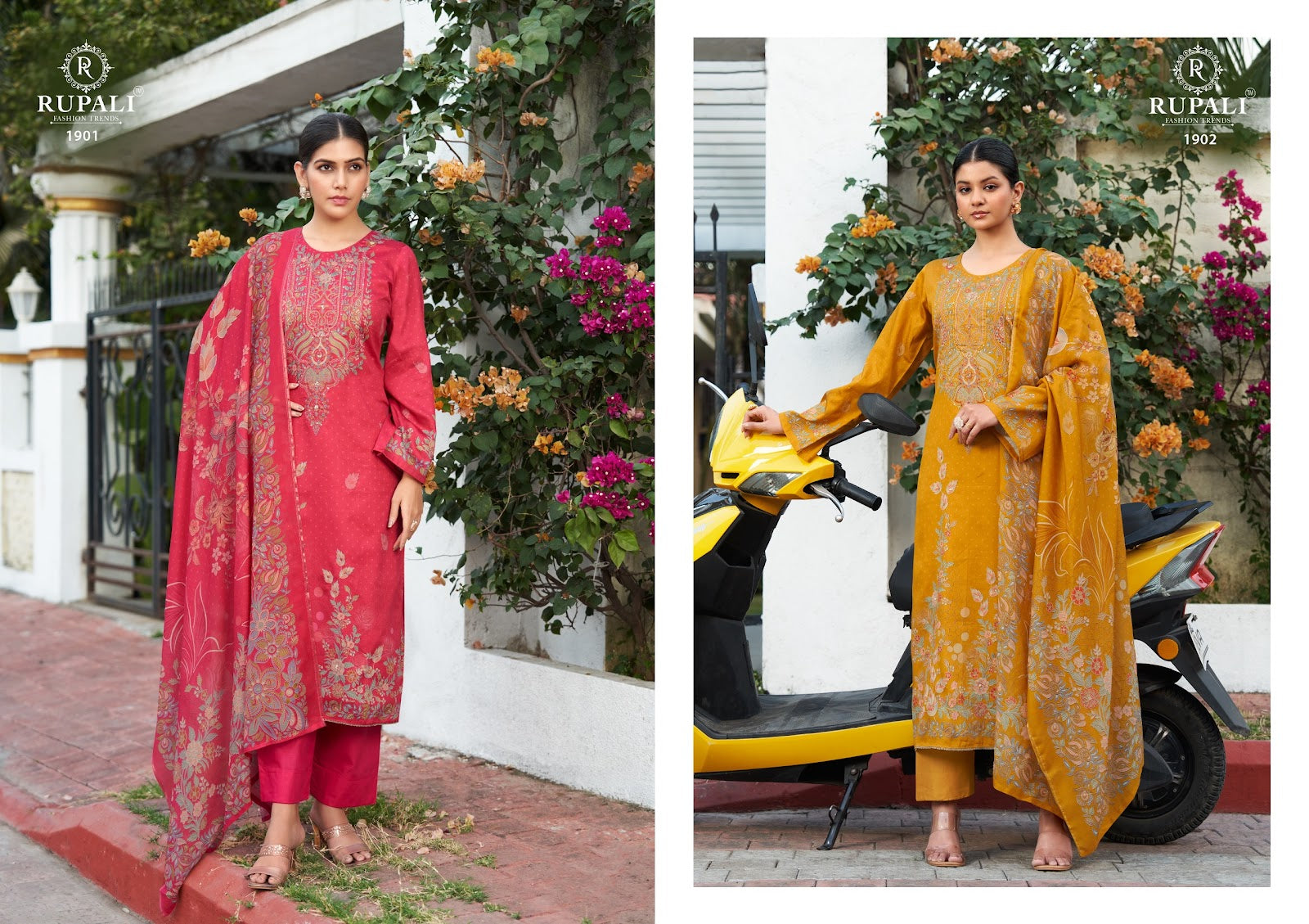 Pahal Rupali Jaam Satin Plazzo Style Suits Supplier Gujarat