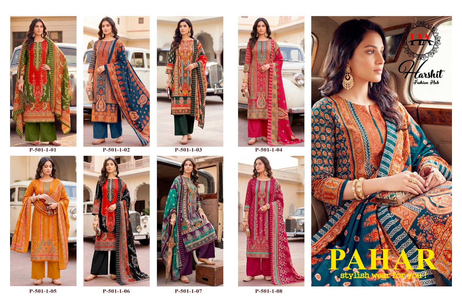 Pahar Harshit Fashion Mix Cotton Karachi Salwar Suits Exporter Ahmedabad
