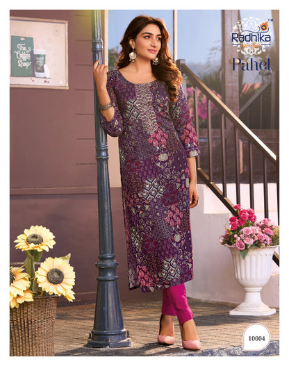 Pahel Vol 10 Radhika Lifestyle Liva Reyon Long Straight Kurti Wholesaler