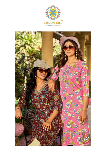 Pahel Vol 2 Passion Tree Cotton Straight Cut Kurtis Manufacturer Gujarat