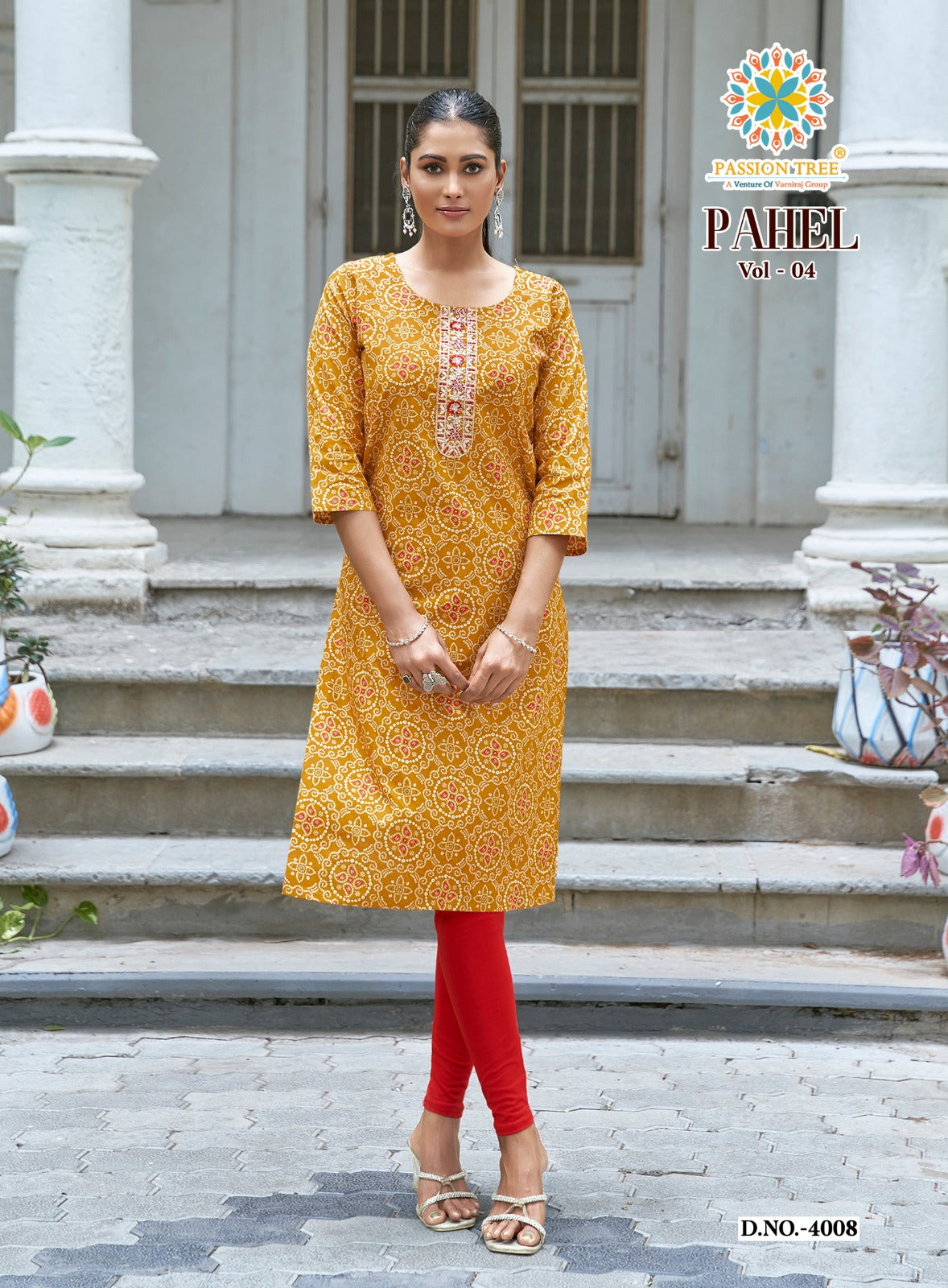 Pahel Vol 4 Passion Tree Cotton Knee Length Kurtis Supplier Gujarat