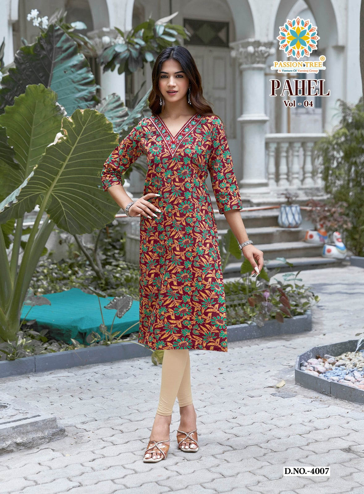 Pahel Vol 4 Passion Tree Cotton Knee Length Kurtis Supplier Gujarat