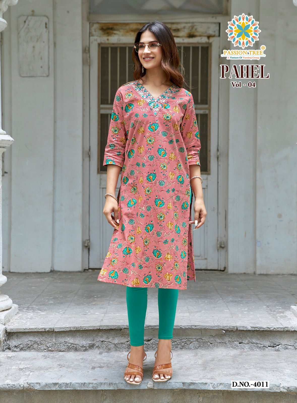 Pahel Vol 4 Passion Tree Cotton Knee Length Kurtis Supplier Gujarat