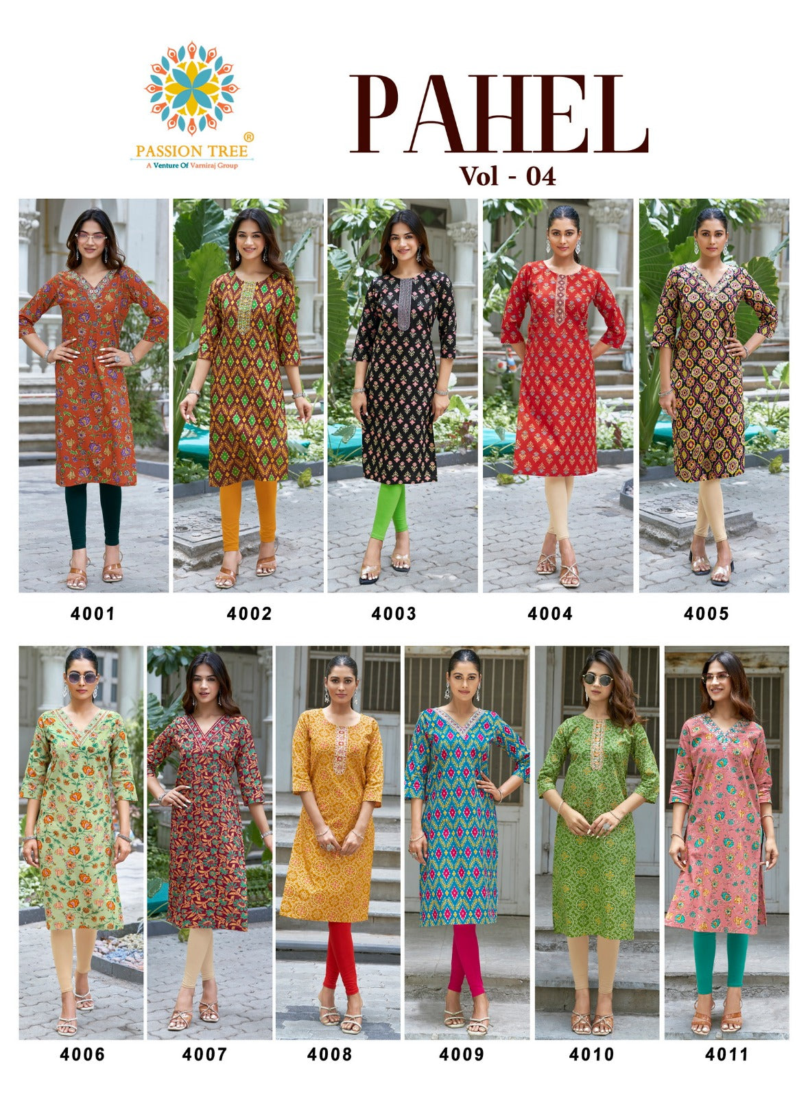 Pahel Vol 4 Passion Tree Cotton Knee Length Kurtis Supplier Gujarat