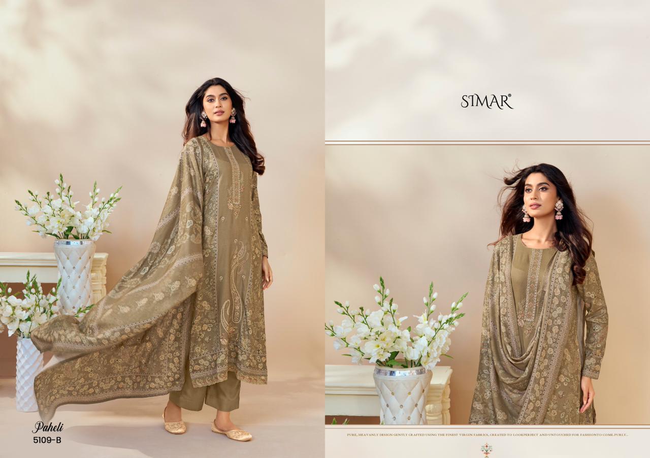 Paheli 5109 Simar Glossy Lawn Cotton Pant Style Suits Manufacturer Ahmedabad